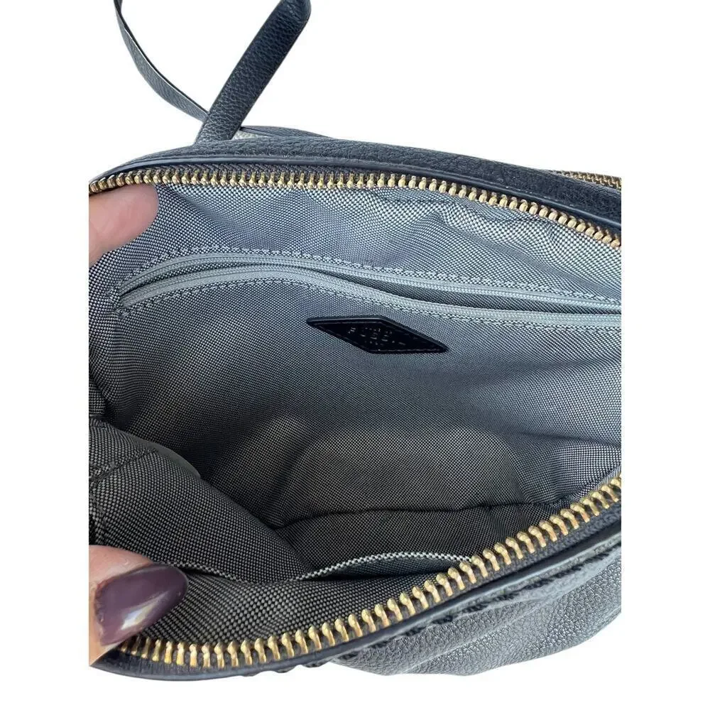 Fossil Black Small Crossbody Shoulder Bag with Double Zipper Compartments